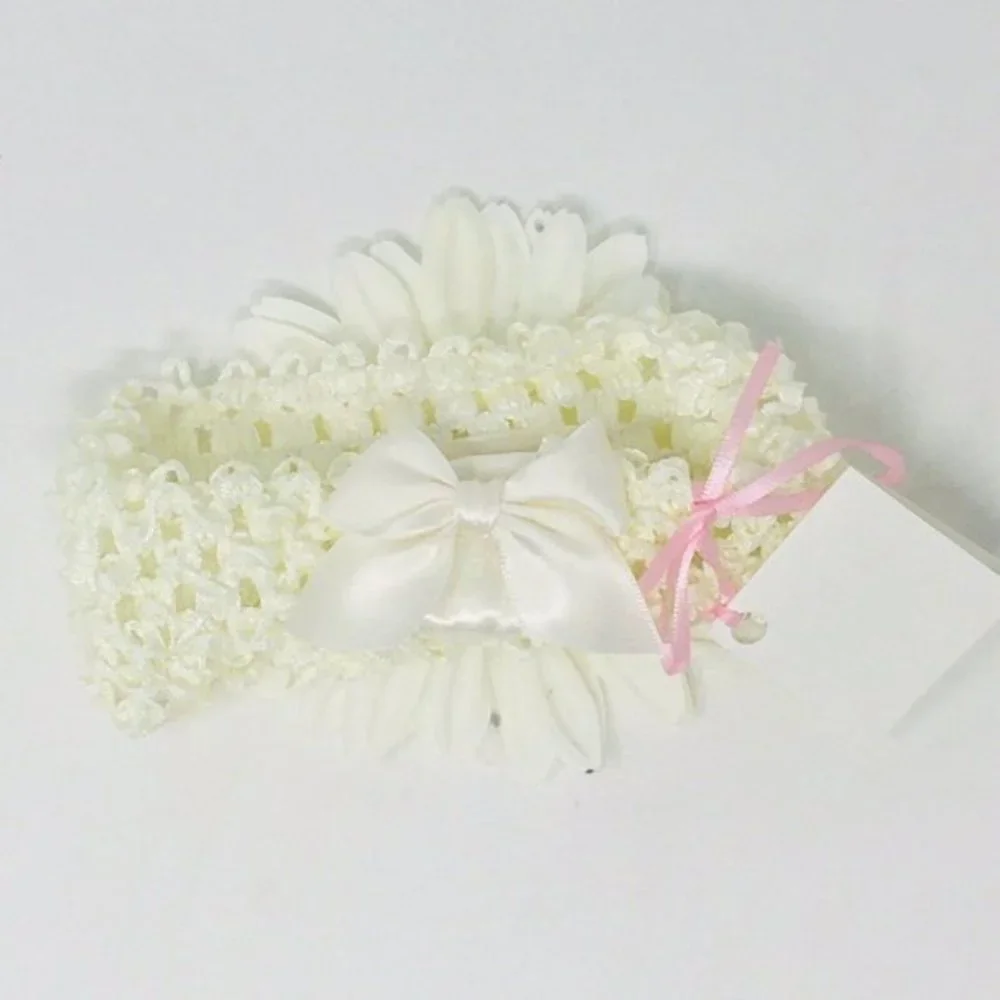 Baby Girls White Flower Crocheted Headband 0-12M